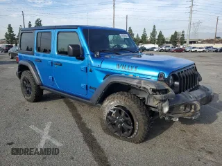 2022 Jeep Wrangler Unlimited Willys with VIN 1C4HJXDM0NW152614, listed as a Copart auction lot 83208664 with 51,913 mi miles and Salvage Title. Bid and sale history available at DreamBid. Image 4.