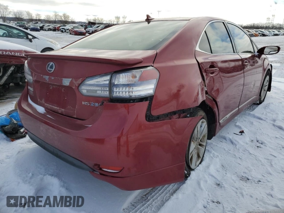 2010 Lexus HS 250h with VIN JTHBB1BA3A2016079, listed as a Copart auction lot 87058094 with Not Provided miles and Salvage Title. Bid and sale history available at DreamBid. Image 3.