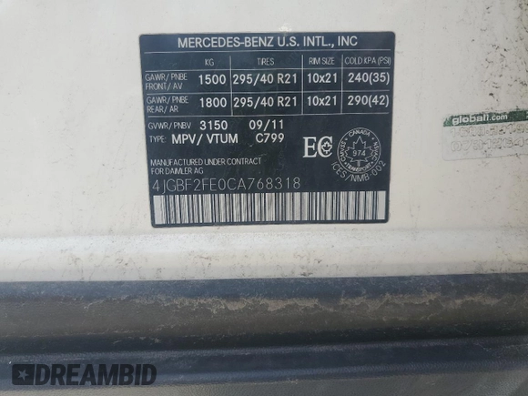 2012 Mercedes-Benz GL 350 with VIN 4JGBF2FE0CA768318, listed as a Copart auction lot 54257625 with 325,755 mi miles and Clean Title. Bid and sale history available at DreamBid. Image 13.