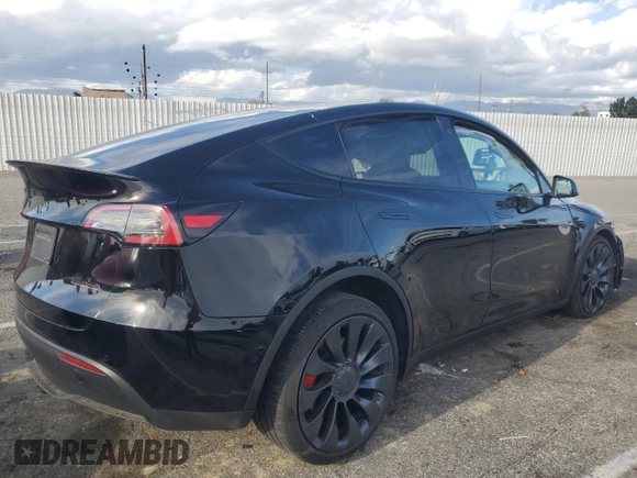 2022 Tesla Model Y Performance with VIN 7SAYGDEF9NF455508, listed as a Copart auction lot 51517205 with Not provided miles and Salvage title. Bid and sale history available at DreamBid. Image 3.