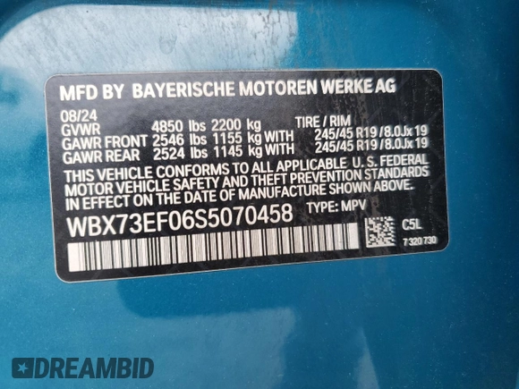 2025 BMW X1 xDrive28i z VIN WBX73EF06S5070458, wystawiony jako Copart lot #59026785 z przebiegiem Nie podano mil oraz Szkoda całkowita • Salvage title. Historia ofert i sprzedaży dostępna na DreamBid. Obrazek 13.
