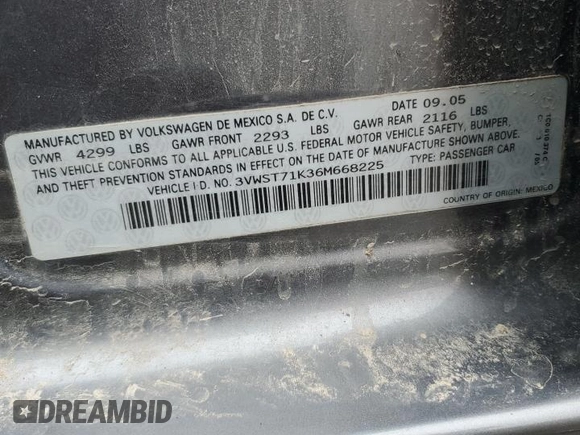 2006 Volkswagen Jetta 1.9L TDI с VIN 3VWST71K36M668225, выставлен на аукционе Copart как лот 49515445 с пробегом 158 564 миль миль и Списание • Salvage title. История ставок и продаж доступна на DreamBid. Изображение 12.
