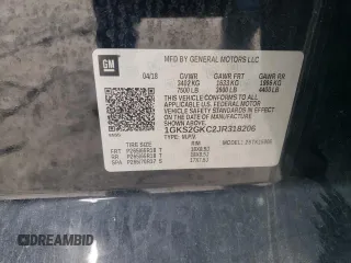 2018 GMC Yukon XL SLT with VIN 1GKS2GKC2JR318206, listed as a Copart auction lot 47023075 with 0 mi miles and Salvage Title. Bid and sale history available at carsss.com. Image 14.