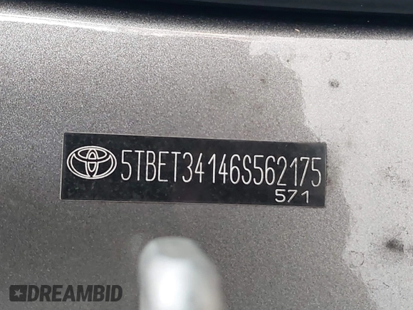 2006 Toyota Tundra SR5 with VIN 5TBET34146S562175, listed as a IAAI auction lot 42108803 with 126,920 mi miles. Bid and sale history available at carsss.com. Image 9.
