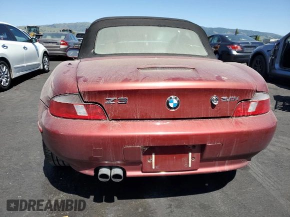 2001 BMW Z3 3.0 with VIN WBACN53451LJ57448, listed as a Copart auction lot 53982215 with 121,721 mi miles and Salvage title. Bid and sale history available at DreamBid. Image 6.