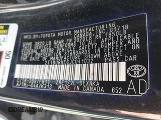 2018 Toyota Corolla L with VIN 2T1BURHE6JC041032, listed as a IAAI auction lot 42387981 with 48,094 mi miles and . Bid and sale history available at DreamBid. Image 9.