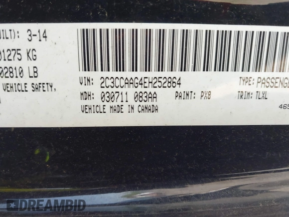 2014 Chrysler 300 with VIN 2C3CCAAG4EH252864, listed as a IAAI auction lot 42056787 with 185,063 mi miles. Bid and sale history available at carsss.com. Image 9.