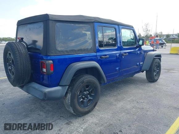 2018 Jeep Wrangler Unlimited Sport z VIN 1C4HJXDNXJW289319, wystawiony jako IAAI lot #42066282 z przebiegiem 76 963 mil mil oraz . Historia ofert i sprzedaży dostępna na DreamBid. Obrazek 4.