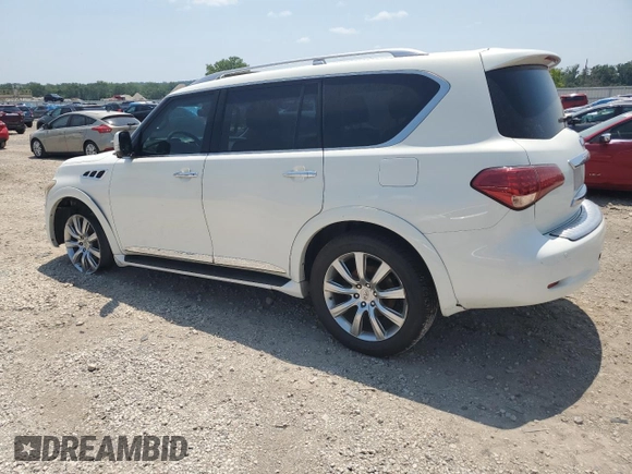 2012 Infiniti QX56 7-passenger with VIN JN8AZ2NE4C9019603, listed as a Copart auction lot 62738594 with 224,183 mi miles and Salvage Title. Bid and sale history available at carsss.com. Image 2.