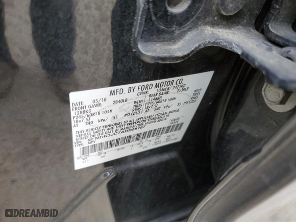 2010 Ford Edge SEL with VIN 2FMDK3JC7ABB58787, listed as a Copart auction lot 52556455 with 185,414 mi miles and Salvage Title. Bid and sale history available at carsss.com. Image 16.