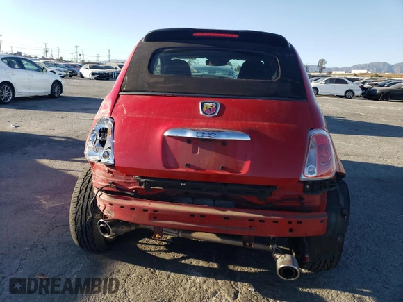 2013 FIAT 500 Abarth with VIN 3C3CFFJH9DT738380, listed as a Copart auction lot 88735915 with 43,977 mi miles and Salvage Title. Bid and sale history available at carsss.com. Image 6.