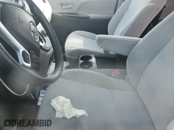 2017 Toyota Sienna LE with VIN 5TDJZ3DC3HS155344, listed as a Copart auction lot 46488255 with 0 mi miles and Salvage Title. Bid and sale history available at carsss.com. Image 10.