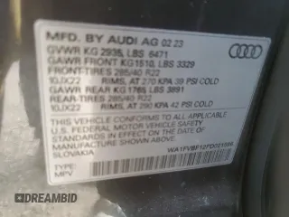 2023 Audi Q8 Prestige z VIN WA1FVBF12PD021596, wystawiony jako Copart lot #86624584 z przebiegiem 10 435 mil mil oraz Szkoda całkowita • Salvage title. Historia ofert i sprzedaży dostępna na DreamBid. Obrazek 13.