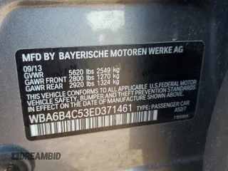 2014 BMW 6 Series 650i xDrive z VIN WBA6B4C53ED371461, wystawiony jako Copart lot #51136055 z przebiegiem 143 213 mil mil oraz Tytuł czysty. Historia ofert i sprzedaży dostępna na DreamBid. Obrazek 12.