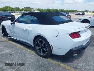 2025 Ford Mustang EcoBoost with VIN 1FAGP8UH4S5105984, listed as a IAAI auction lot 42144715 with 3,573 mi miles. Bid and sale history available at carsss.com. Image 3.