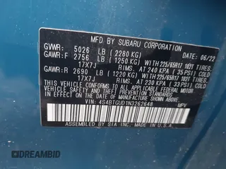 2022 Subaru Outback Wilderness with VIN 4S4BTGUD1N3262648, listed as a IAAI auction lot 41833246 with 74,749 mi miles and . Bid and sale history available at DreamBid. Image 9.