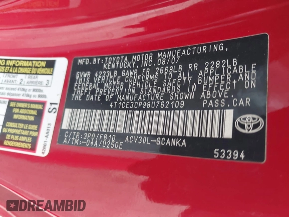 2008 Toyota Solara SE with VIN 4T1CE30P98U762109, listed as a IAAI auction lot 42111911 with 234,140 mi miles and . Bid and sale history available at carsss.com. Image 9.