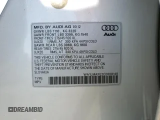 2012 Audi Q7 3.0L TDI Premium Plus with VIN WA1LMAFE2CD008148, listed as a Copart auction lot 54406945 with 138,911 mi miles and Salvage Title. Bid and sale history available at carsss.com. Image 13.