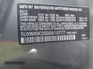2013 BMW X3 xDrive28i with VIN 5UXWX9C50D0A10777, listed as a IAAI auction lot 42216080 with 153,409 mi miles and . Bid and sale history available at DreamBid. Image 9.
