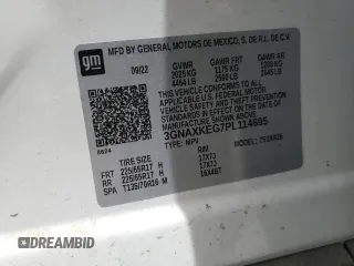 2023 Chevrolet Equinox LT with VIN 3GNAXKEG7PL114695, listed as a Copart auction lot 58258595 with Not provided miles and Salvage title. Bid and sale history available at DreamBid. Image 14.