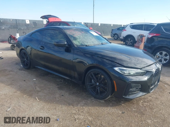 2022 BMW 4 Series 430i with VIN WBA53AP09NCJ24098, listed as a IAAI auction lot 41395007 with 34,062 mi miles and . Bid and sale history available at carsss.com. Image 1.