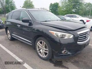 2013 Infiniti JX35 z VIN 5N1AL0MM6DC307309, wystawiony jako IAAI lot #42290016 z przebiegiem 205 345 mil mil oraz . Historia ofert i sprzedaży dostępna na DreamBid. Obrazek 1.