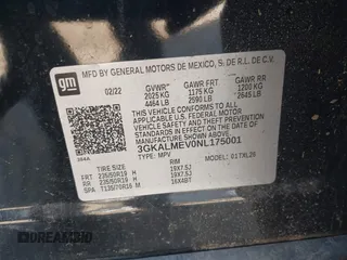 2022 GMC Terrain SLE with VIN 3GKALMEV0NL175001, listed as a IAAI auction lot 41614835 with 38,455 mi miles. Bid and sale history available at carsss.com. Image 9.