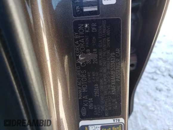 2015 Kia Forte LX with VIN KNAFX4A68F5334379, listed as a Copart auction lot 46833825 with 181,072 mi miles and Salvage Title. Bid and sale history available at DreamBid. Image 12.