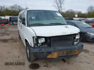 2008 Chevrolet Express Cargo Van with VIN 1GCGG25C081217403, listed as a IAAI auction lot 41470035 with 0 mi miles. Bid and sale history available at carsss.com. Image 1.