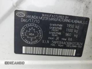 2011 Hyundai Sonata GLS z VIN 5NPEB4AC6BH217624, wystawiony jako Copart lot #57417915 z przebiegiem 210 488 mil mil oraz Czysty tytuł • Clean title. Historia ofert i sprzedaży dostępna na DreamBid. Obrazek 12.