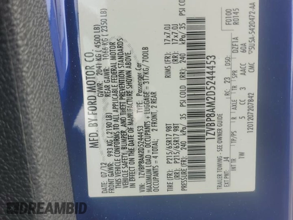 2013 Ford Mustang V6 z VIN 1ZVBP8AM2D5244453, wystawiony jako Copart lot #61857985 z przebiegiem 147 452 mil mil oraz Szkoda całkowita • Salvage title. Historia ofert i sprzedaży dostępna na DreamBid. Obrazek 12.