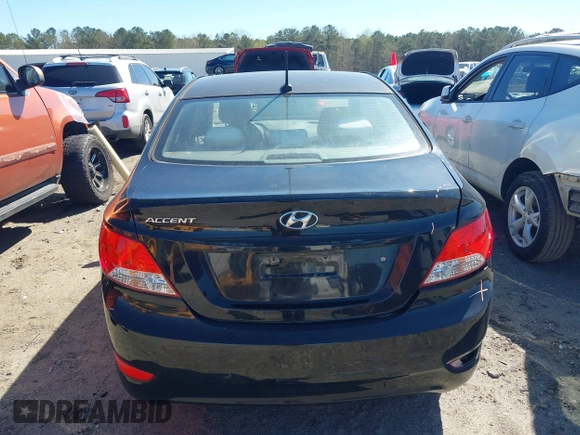 2012 Hyundai Accent GLS with VIN KMHCT4AE3CU265199, listed as a IAAI auction lot 41826958 with 121,618 mi miles. Bid and sale history available at carsss.com. Image 16.