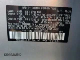 2022 Subaru Outback Premium z VIN 4S4BTADC0N3113569, wystawiony jako Copart lot #57764435 z przebiegiem 56 471 mil mil oraz Szkoda całkowita • Salvage title. Historia ofert i sprzedaży dostępna na DreamBid. Obrazek 14.