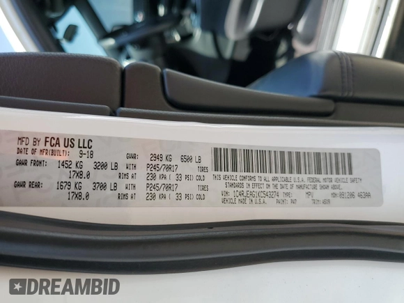 2019 Jeep Grand Cherokee Upland with VIN 1C4RJEAG1KC543274, listed as a Copart auction lot 55167815 with 76,171 mi miles and Salvage title. Bid and sale history available at DreamBid. Image 13.