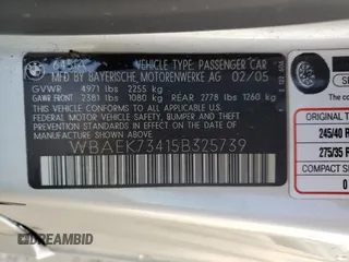 2005 BMW 6 Series 645Ci with VIN WBAEK73415B325739, listed as a Copart auction lot 80505554 with 85,651 mi miles and Salvage Title. Bid and sale history available at carsss.com. Image 12.