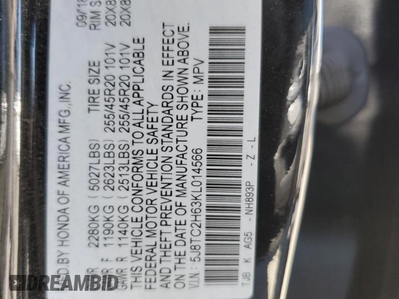 2019 Acura RDX w/A-Spec Pkg with VIN 5J8TC2H63KL014566, listed as a Copart auction lot 67669634 with Not Provided miles and Salvage Title. Bid and sale history available at carsss.com. Image 12.