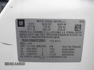 2015 Chevrolet Equinox LT with VIN 1GNFLFEK8FZ120901, listed as a IAAI auction lot 41932140 with 86,624 mi miles and . Bid and sale history available at DreamBid. Image 9.