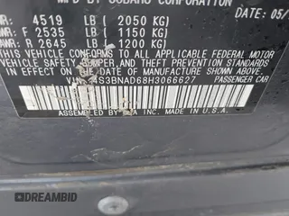 2017 Subaru Legacy Premium with VIN 4S3BNAD68H3066627, listed as a IAAI auction lot 41068153 with 123,380 mi miles. Bid and sale history available at carsss.com. Image 9.