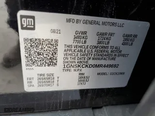 2021 Chevrolet Suburban LT with VIN 1GNSKCKD0MR449692, listed as a Copart auction lot 41702215 with 177,664 mi miles and Non Repairable. Bid and sale history available at carsss.com. Image 14.