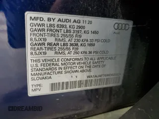 2021 Audi Q7 Premium with VIN WA1AJAF75MD020524, listed as a Copart auction lot 49584935 with 54,929 mi miles and Salvage Title. Bid and sale history available at carsss.com. Image 13.