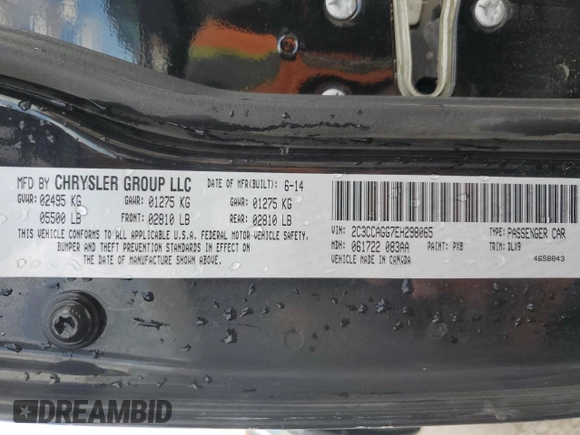2014 Chrysler 300 with VIN 2C3CCAGG7EH298065, listed as a Copart auction lot 45703325 with 140,800 mi miles and Salvage Title. Bid and sale history available at carsss.com. Image 12.