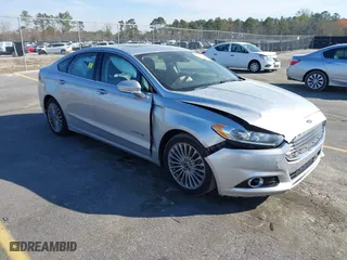 2014 Ford Fusion Titanium Hybrid with VIN 3FA6P0RU7ER210426, listed as a IAAI auction lot 41827859 with 109,102 mi miles. Bid and sale history available at carsss.com. Image 1.