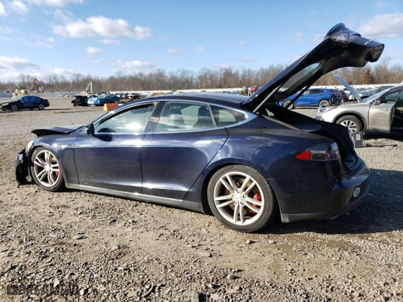 2014 Tesla Model S P85D with VIN 5YJSA1H25EFP62914, listed as a Copart auction lot 41629885 with 98,830 mi miles and Salvage Title. Bid and sale history available at carsss.com. Image 2.