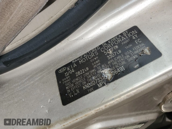 2005 Kia Sorento LX with VIN KNDJD733055406491, listed as a Copart auction lot 42366685 with 0 mi miles and Salvage Title. Bid and sale history available at carsss.com. Image 13.