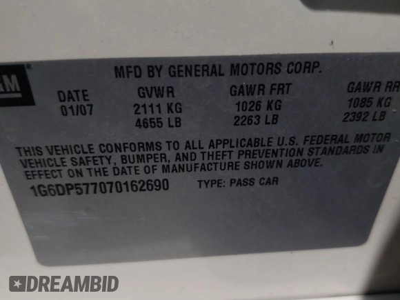 2007 Cadillac CTS with VIN 1G6DP577070162690, listed as a Copart auction lot 67911544 with 135,216 mi miles and Salvage Title. Bid and sale history available at carsss.com. Image 12.