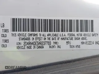 2010 Dodge Grand Caravan SE z VIN 2D4RN4DE5AR237793, wystawiony jako IAAI lot #42837195 z przebiegiem 267 873 mil mil oraz . Historia ofert i sprzedaży dostępna na DreamBid. Obrazek 9.