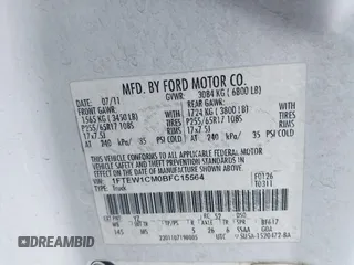 2011 Ford F-150 XL with VIN 1FTEW1CM0BFC15564, listed as a IAAI auction lot 41710176 with 143,554 mi miles and . Bid and sale history available at DreamBid. Image 9.