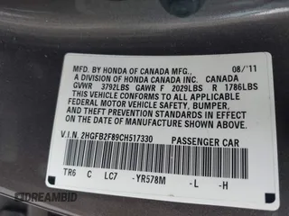 2012 Honda Civic EX with VIN 2HGFB2F89CH517330, listed as a IAAI auction lot 42116208 with 196,861 mi miles and . Bid and sale history available at DreamBid. Image 9.