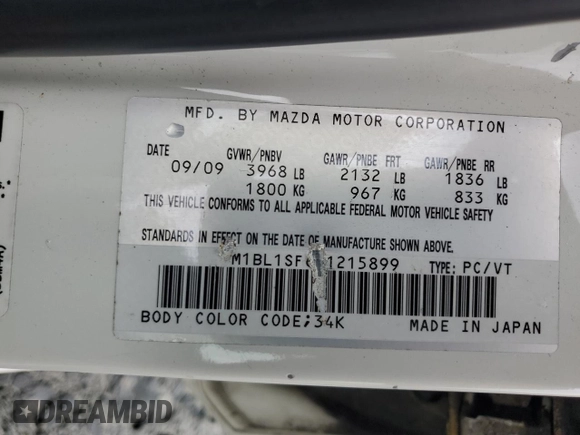 2010 Mazda 3 i Touring with VIN JM1BL1SF6A1215899, listed as a Copart auction lot 54780185 with 170,273 mi miles and Clean Title. Bid and sale history available at DreamBid. Image 13.