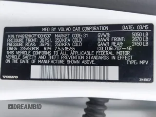 2015 Volvo V60 Cross Country T5 with VIN YV4612HK7F1001607, listed as a IAAI auction lot 41216339 with 138,069 mi miles. Bid and sale history available at carsss.com. Image 9.